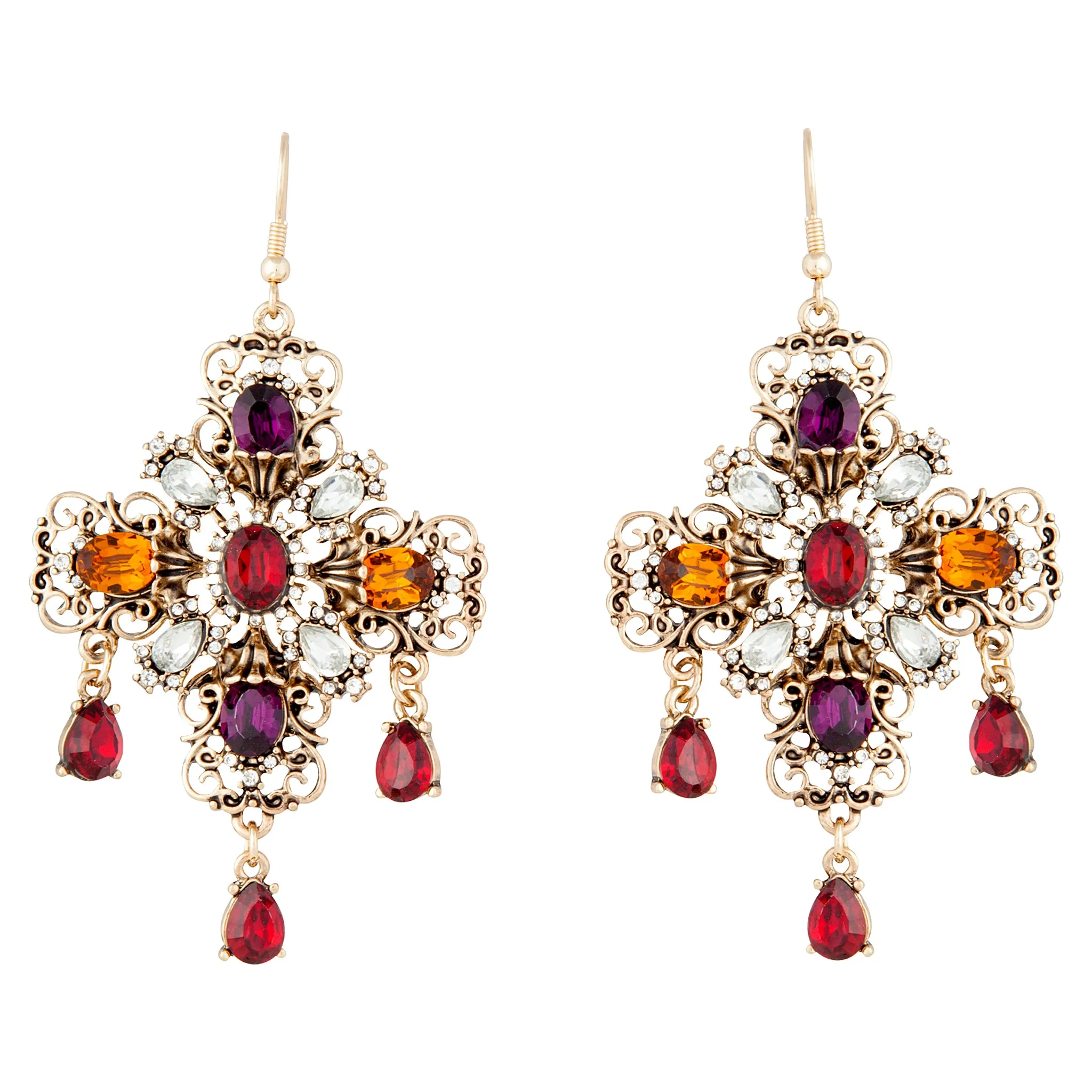 Jewelled Cross Earrings