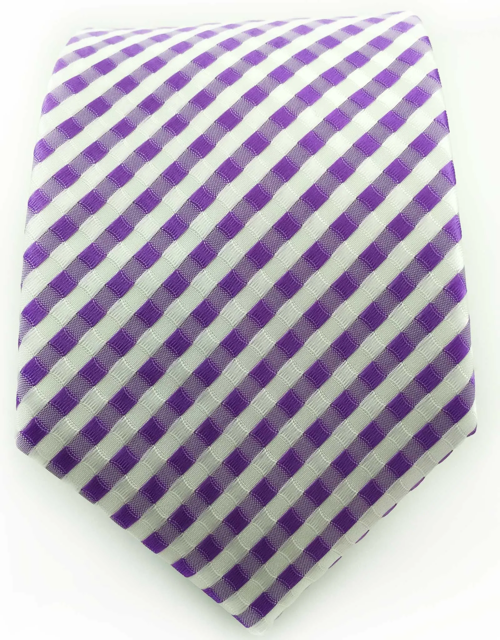 Lilac Purple & White Extra Long Mens Tie - 3XL